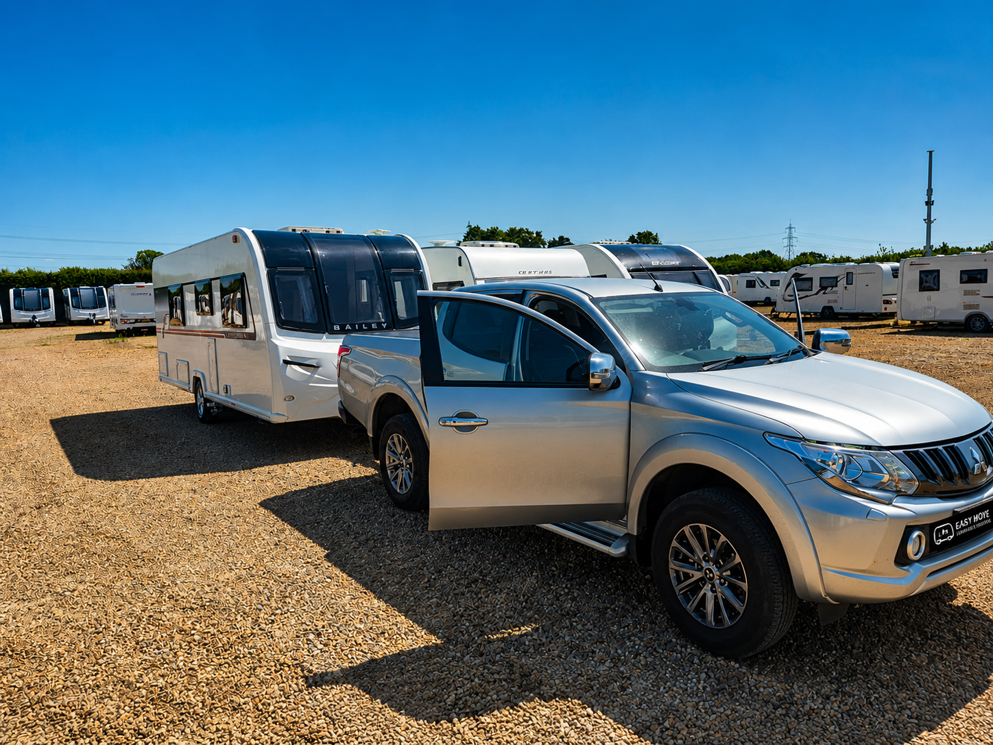 Pickup towing a caravan